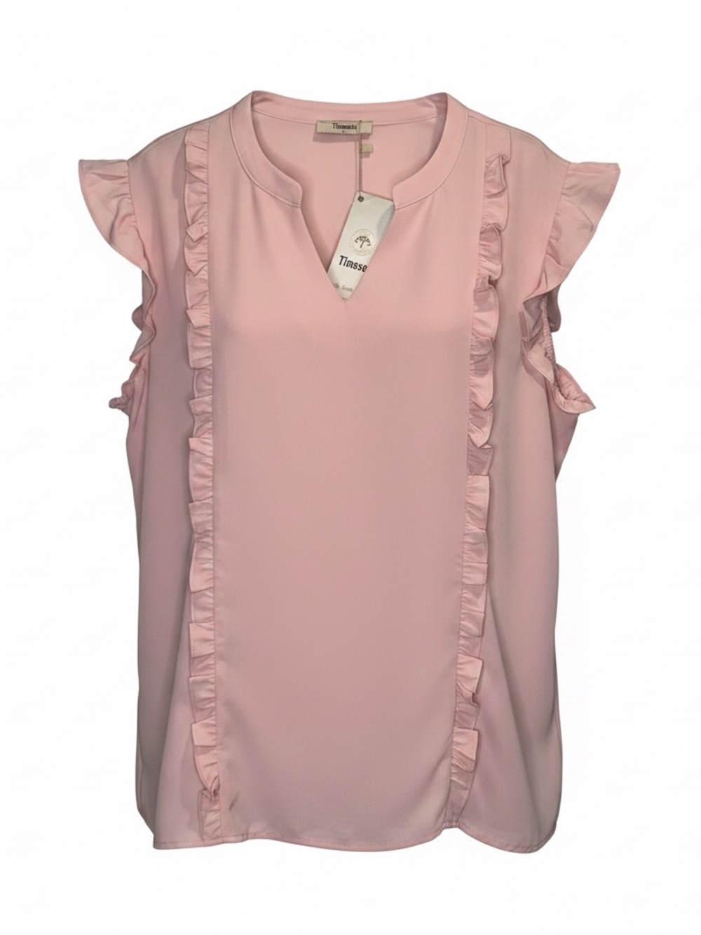 NWT Timeson Women's Tops Dressy Casual Sleeveless Blouses Chiffon Light Pink XL